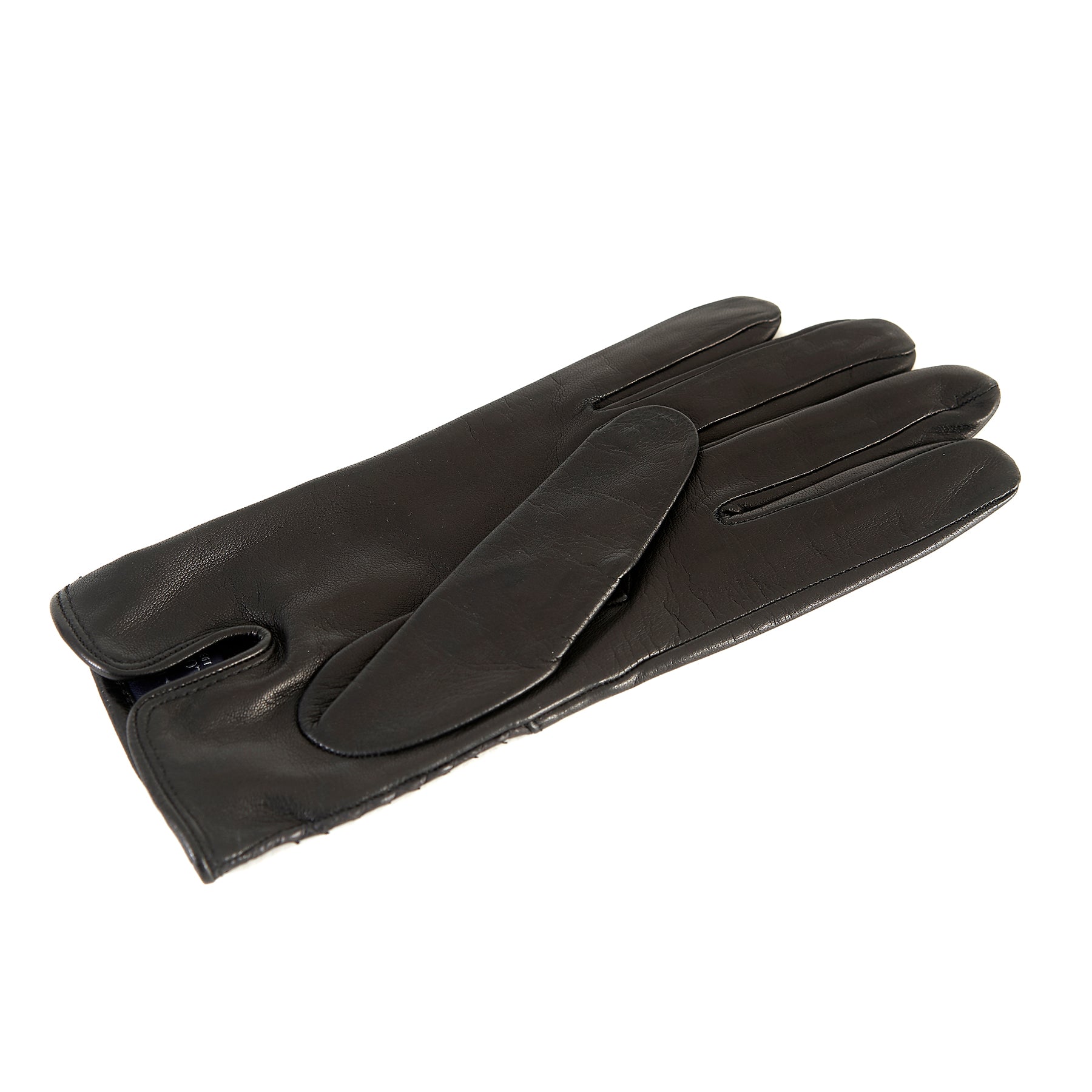 Ladies' black nappa leather gloves with water reptile top silk lined