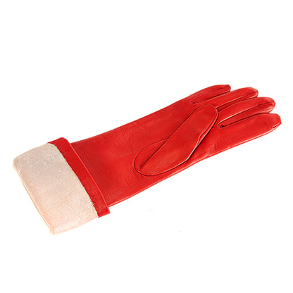 Women’s basic red soft nappa leather gloves 6 BT and cashmere lining