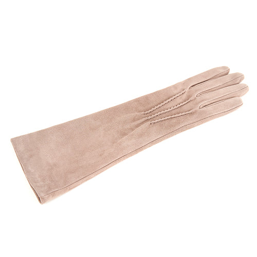 Women’s basic taupe soft suede leather gloves 6 BT and cashmere lining