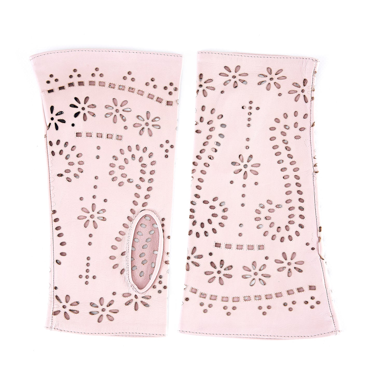 Women's fingerless rose nappa leather gloves unlined