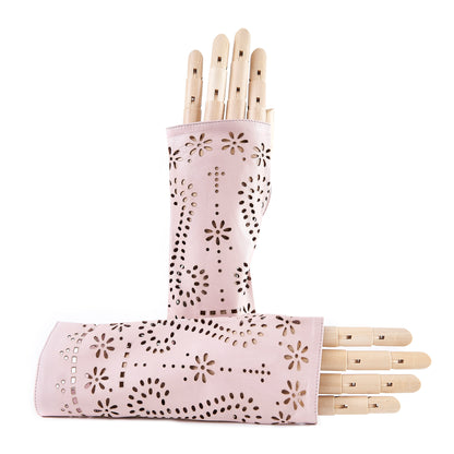 Women's fingerless rose nappa leather gloves unlined