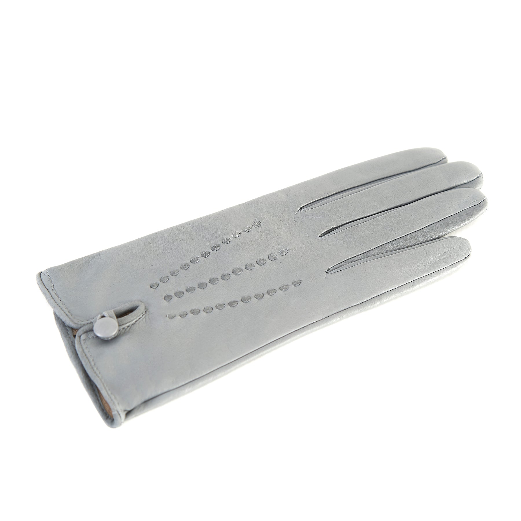 Women's silk lined gloves in soft grey real leather