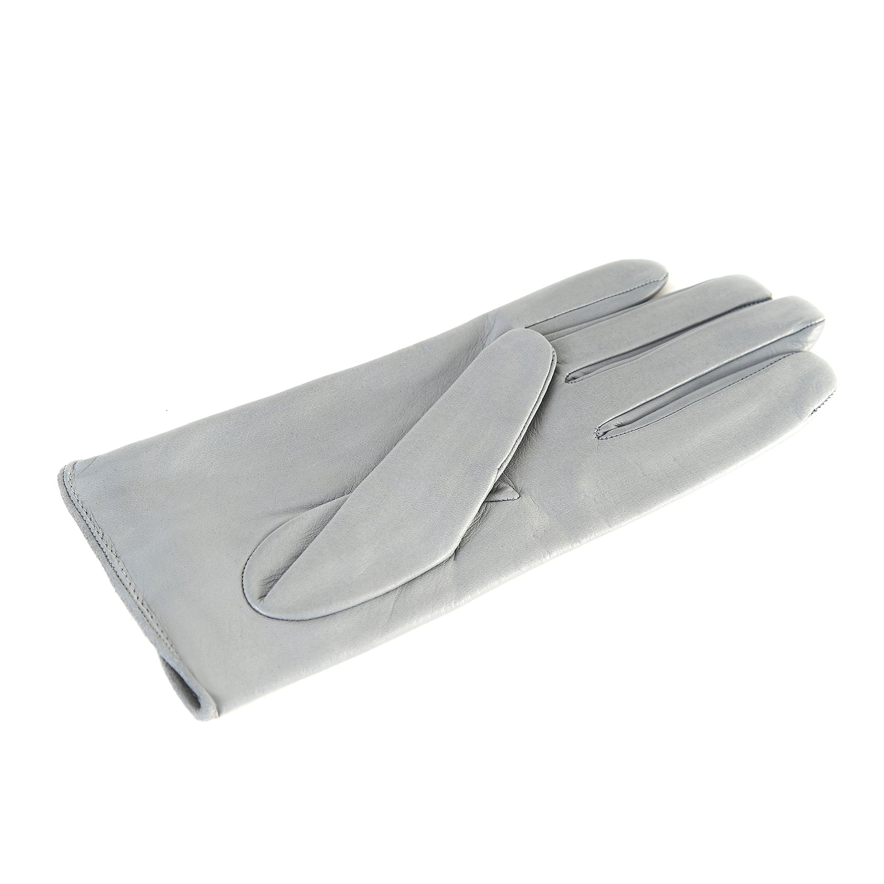 Women's silk lined gloves in soft grey real leather