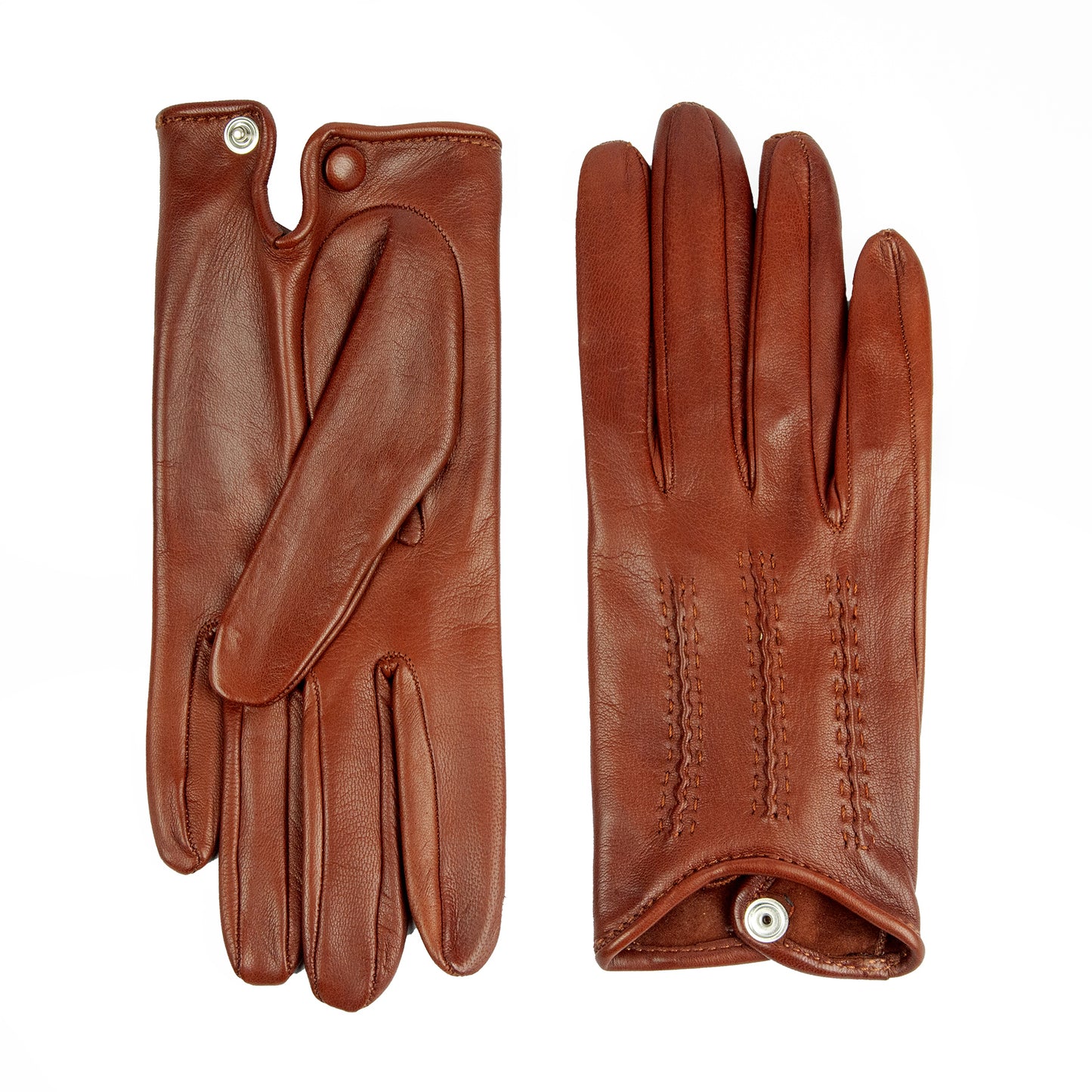 Women's unlined cognac spring gloves