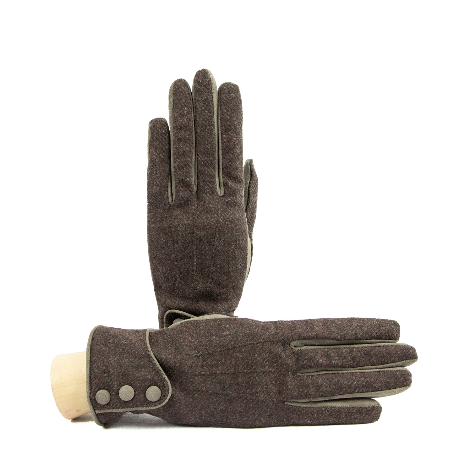 Women's brown suede leather gloves with Vitale Barberis Canonico wool top