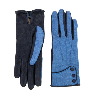 Women's blue suede leather gloves with Vitale Barberis Canonico wool top