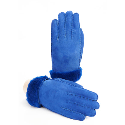 Women's fluo blue lambskin gloves