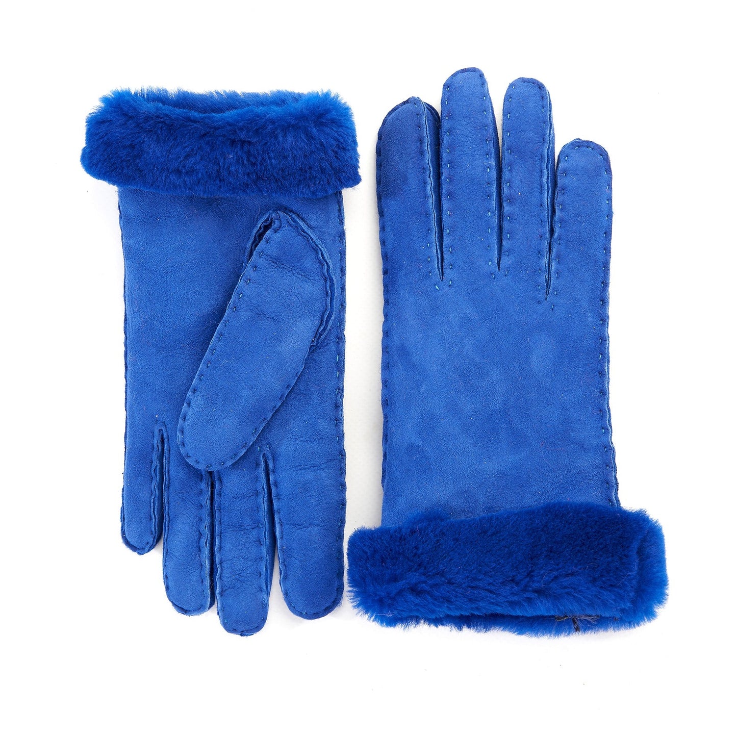 Women's fluo blue lambskin gloves