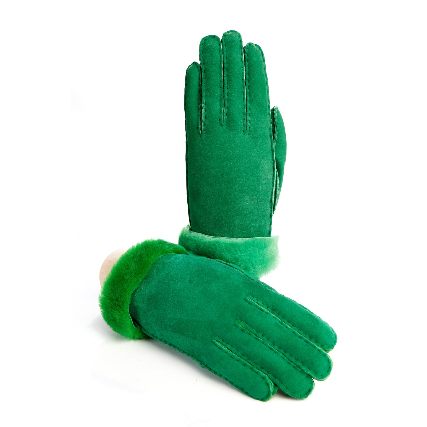 女性用フルオグリーンのラムスキン手袋
