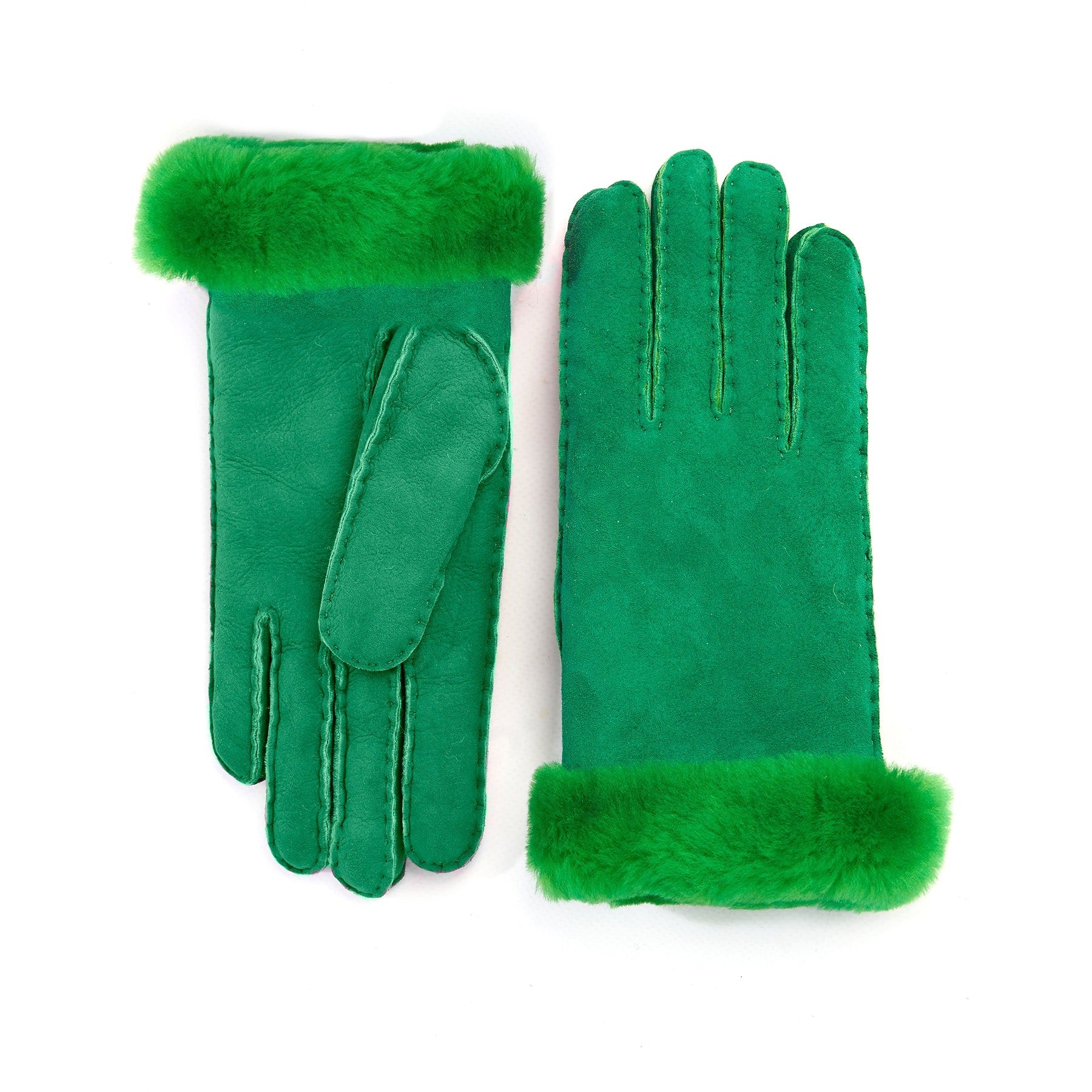 Women's fluo green lambskin gloves