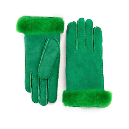 Women's fluo green lambskin gloves