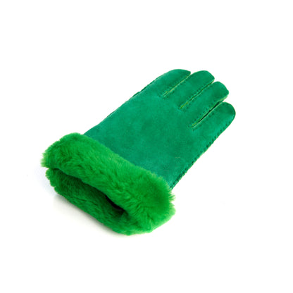 Women's fluo green lambskin gloves