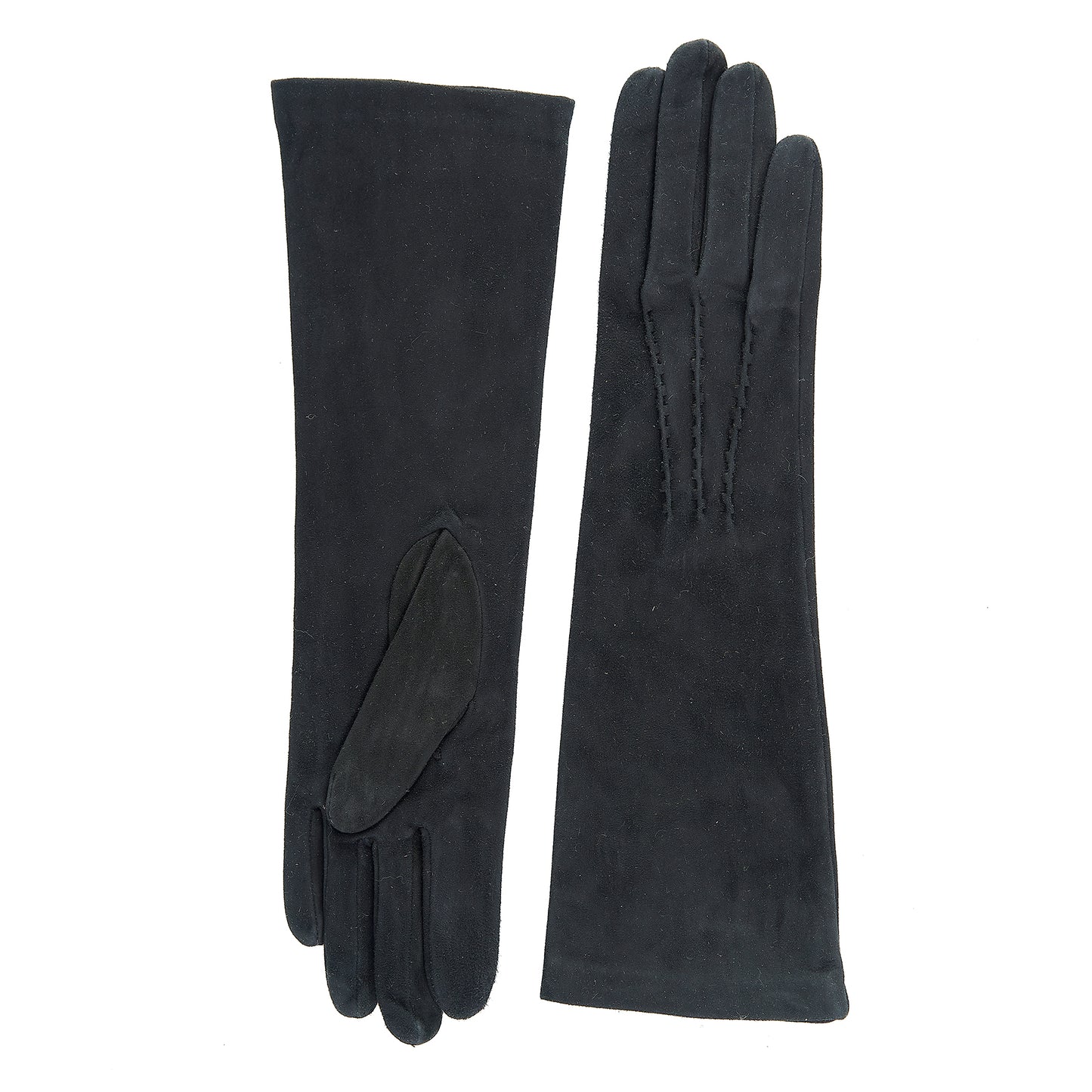Women’s basic black soft suede leather gloves 6 BT and cashmere lining
