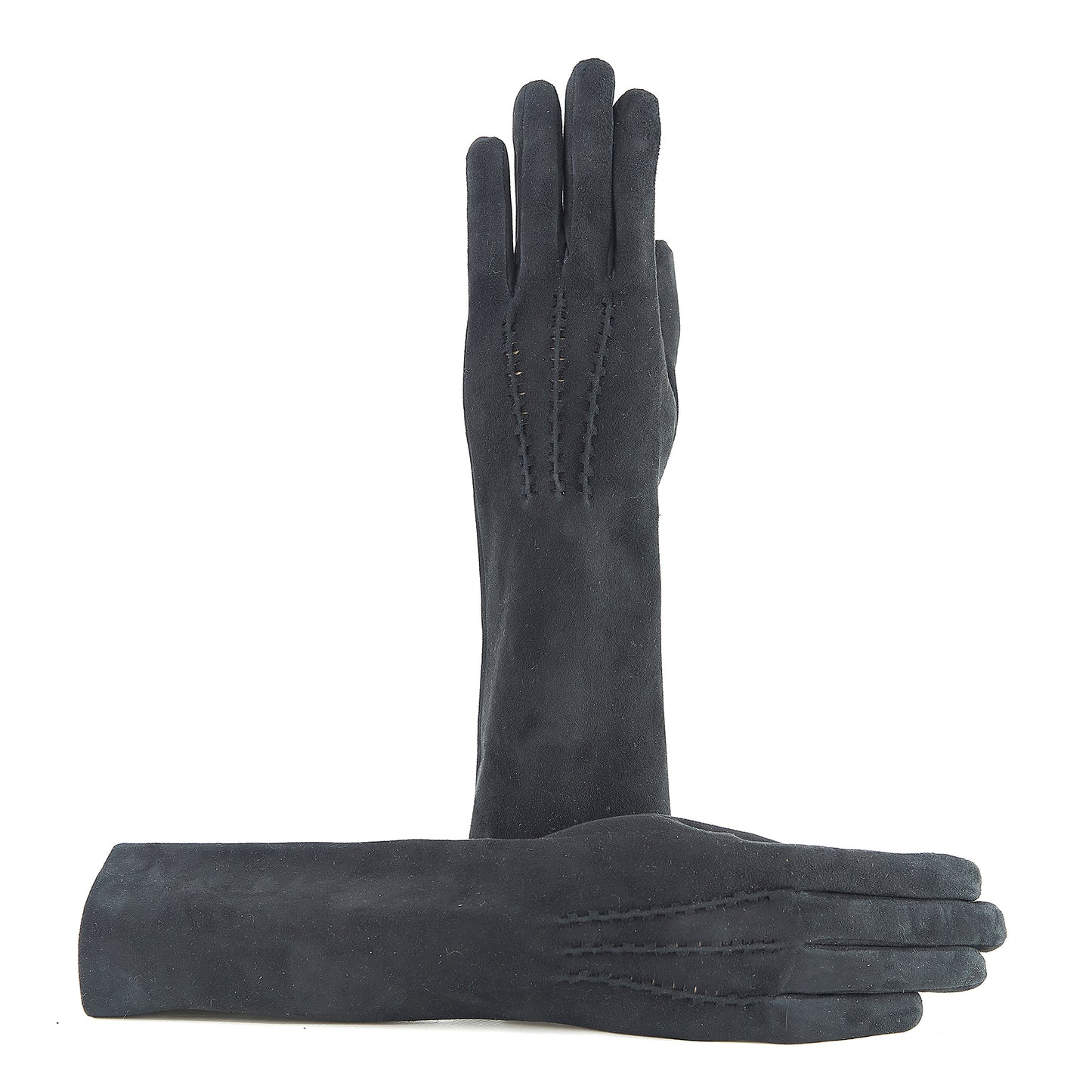 Women’s basic black soft suede leather gloves 6 BT and cashmere lining