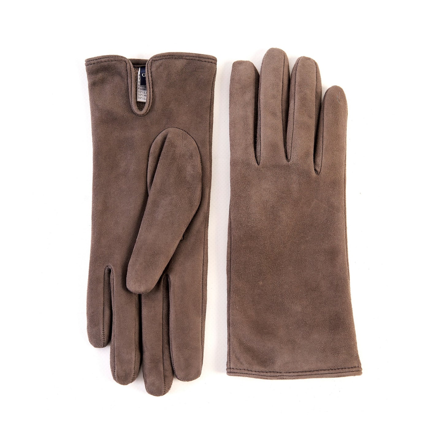 Women’s basic mud soft suede leather gloves with palm opening and mix cashmere lining