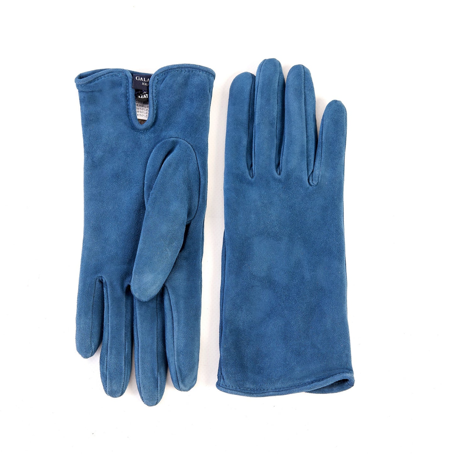 Women’s basic petrol soft suede leather gloves with palm opening and mix cashmere lining