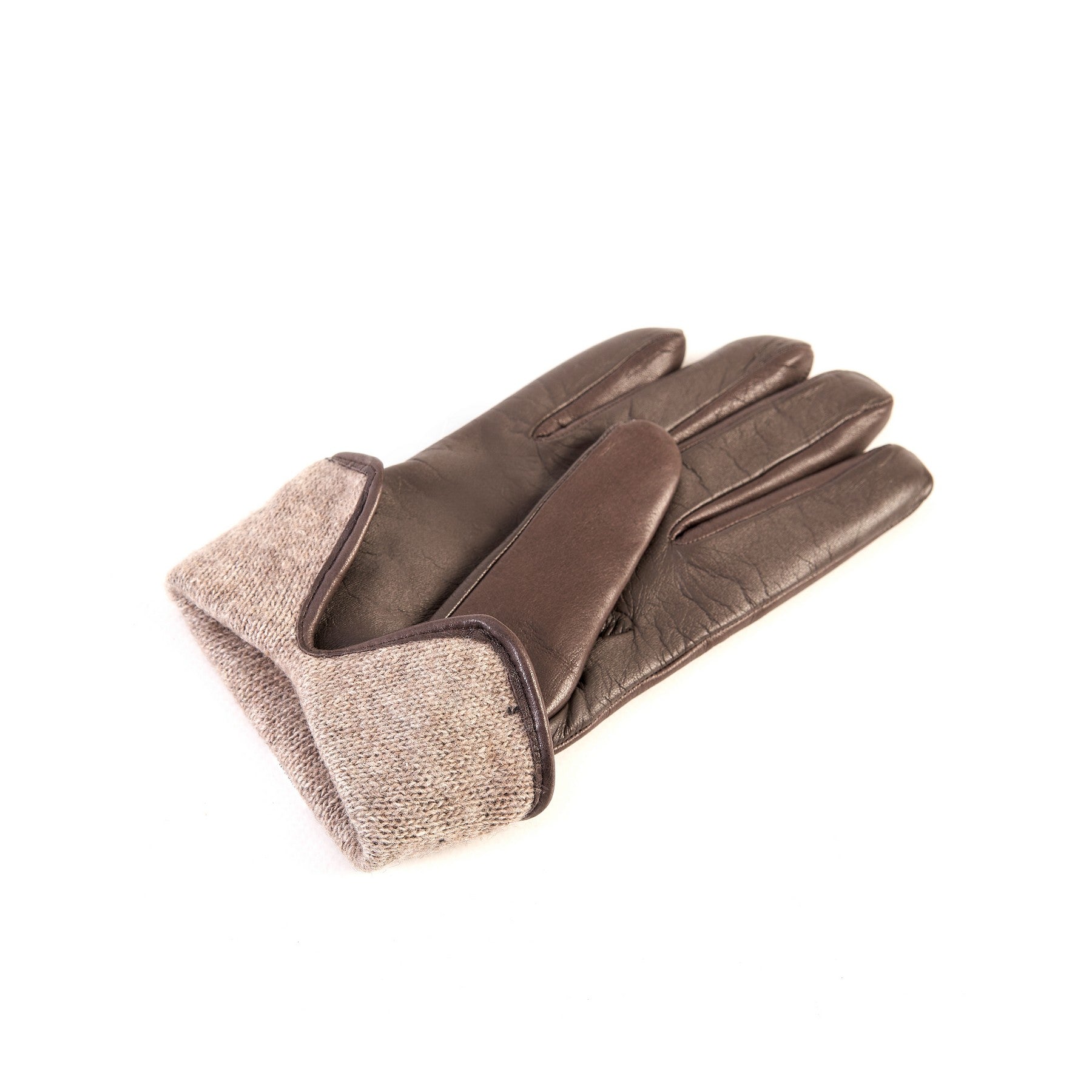 Women’s basic mud soft nappa touchscreen leather gloves with palm opening and mix cashmere lining