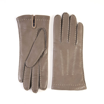 Women's classic mud nappa leather gloves entirely hand-sewn with cashmere lining