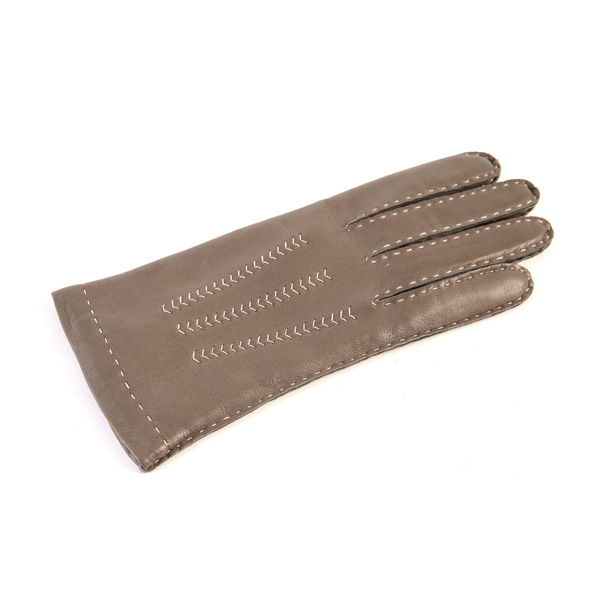 Women's classic mud nappa leather gloves entirely hand-sewn with cashmere lining