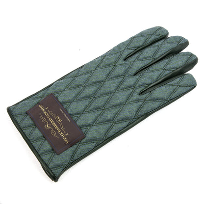 Men's  leather gloves with   quilted  Vitale Barberis Canonico wool top