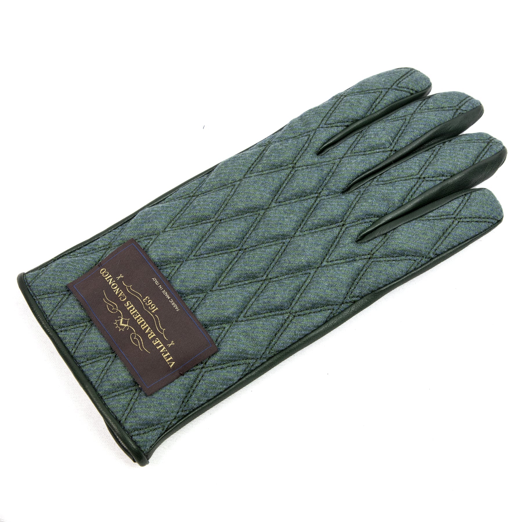 Men's  leather gloves with   quilted  Vitale Barberis Canonico wool top