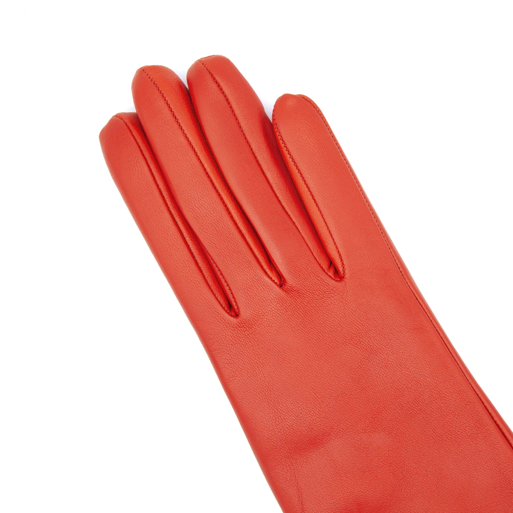 Women's classic orange metal free nappa leather gloves with natural cashmere lining