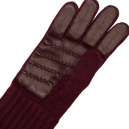 Men's natural blue cashmere gloves with chrome-free leather palm patch detail