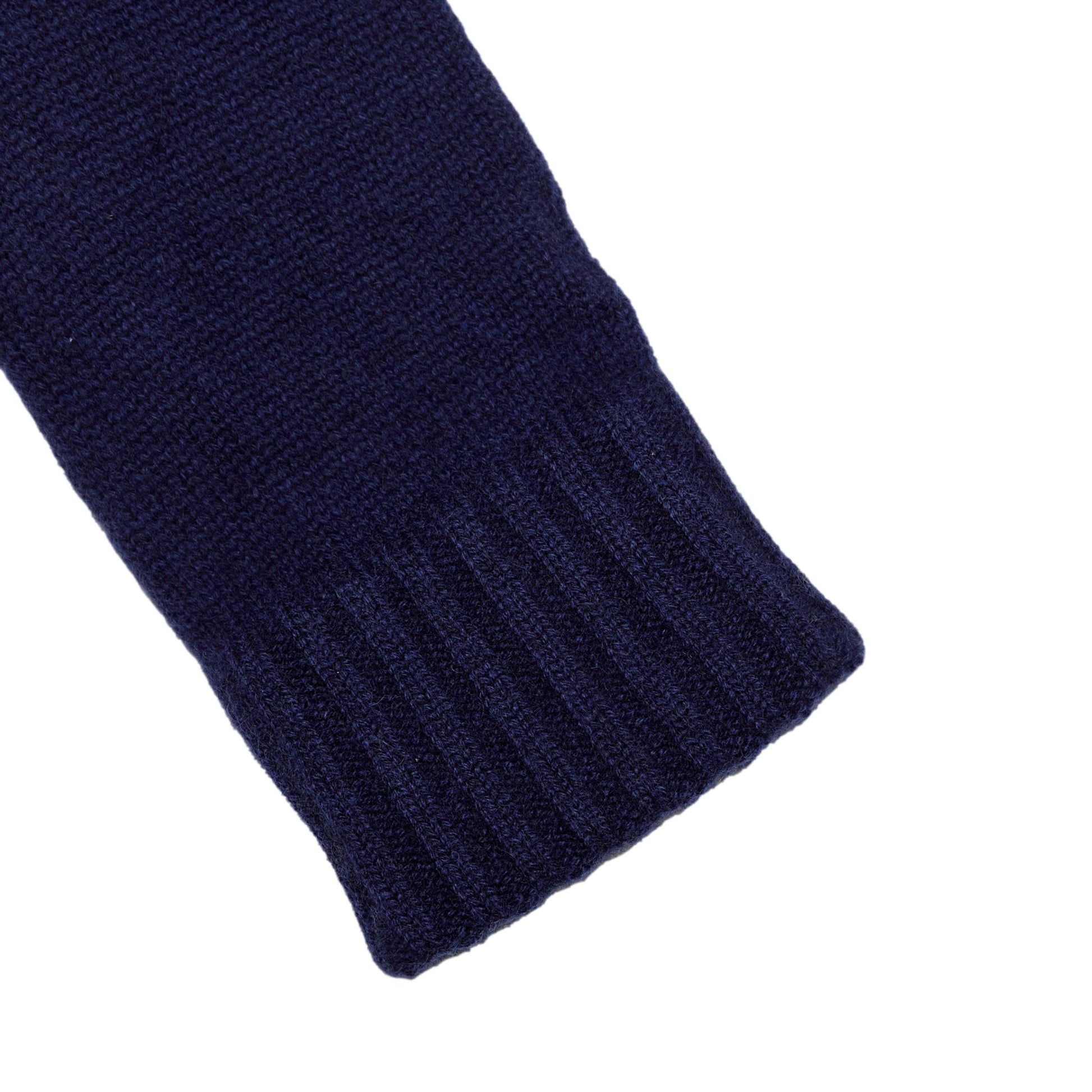 Men's natural blue cashmere gloves with chrome-free leather palm patch detail