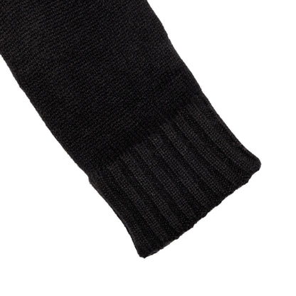 Men's natural black cashmere gloves with chrome-free leather palm patch detail