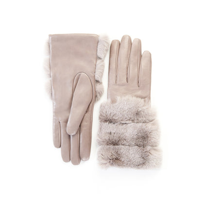 Women's gloves in tortora nappa leather with natural fur
