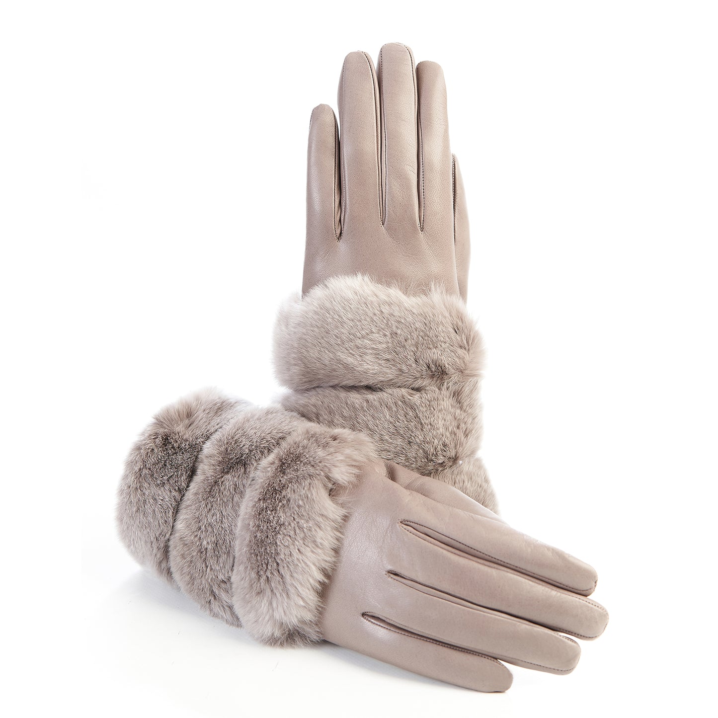 Women's gloves in tortora nappa leather with natural fur