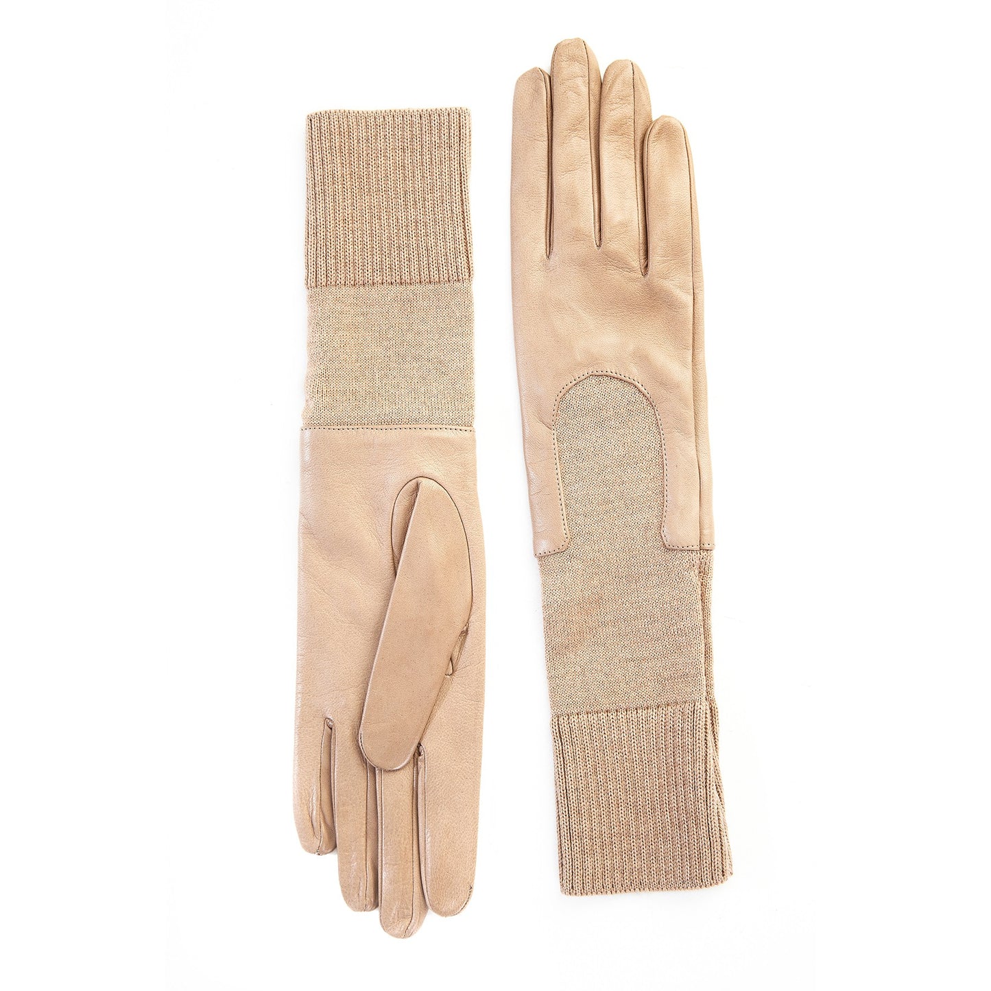Women's unlined alpaca sheepskin gloves with medium-lenght wool sleeve
