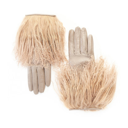 Women's gloves in taupe nappa leather with Mongolian fur (Copia)