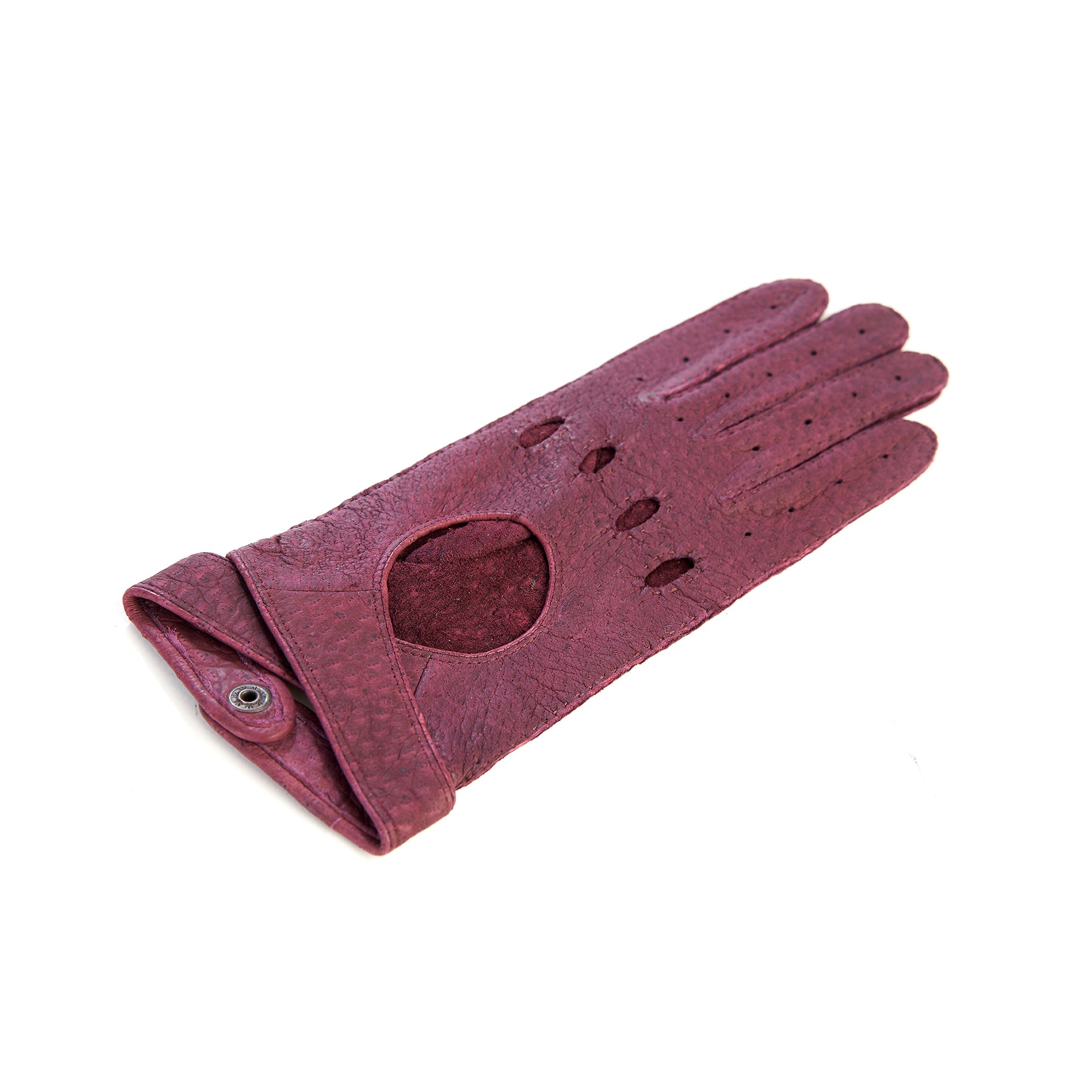 Women's hand-stitched pecary driving gloves color bordeaux