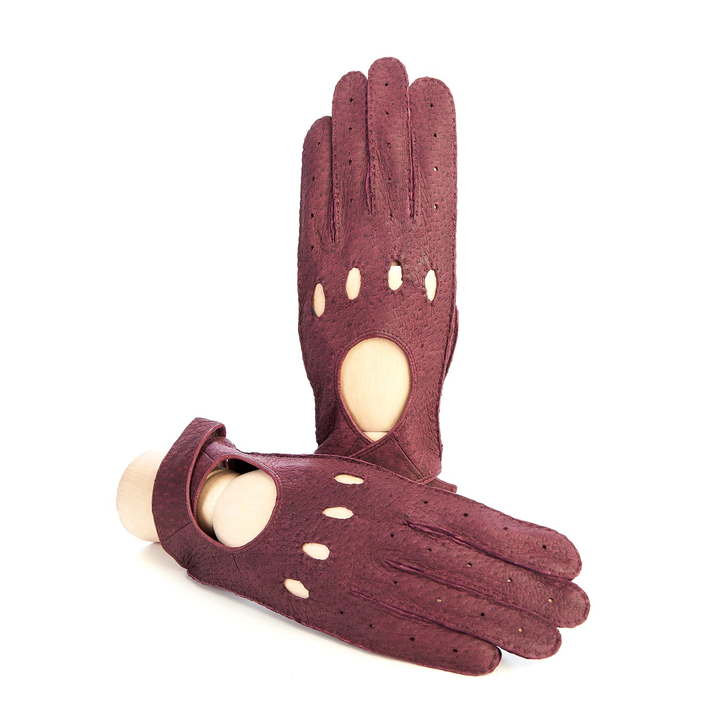 Women's hand-stitched pecary driving gloves color bordeaux