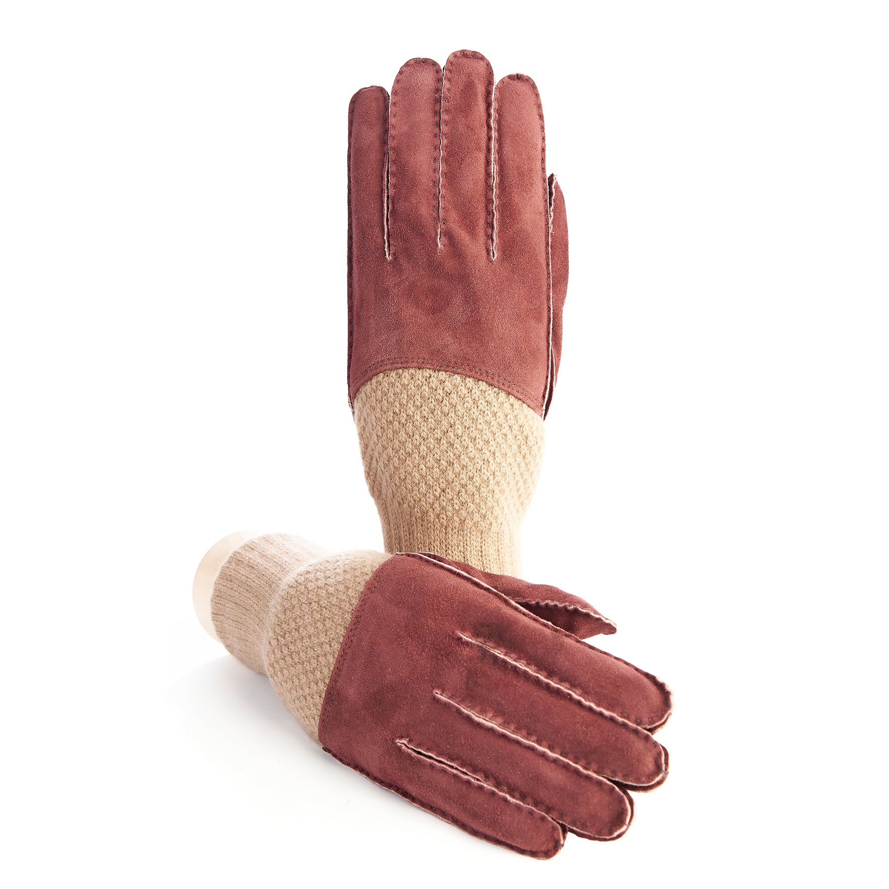 Herren handgenäht Bordeaux Wildleder Handschuhe mit Kaschmir Oberseite – Gala Gloves