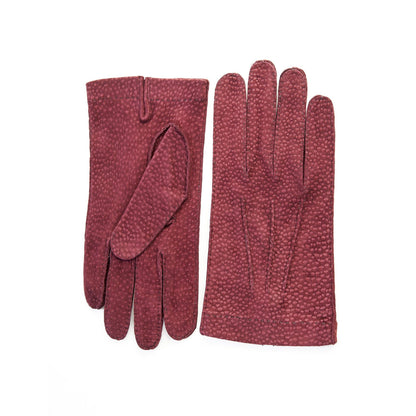 Men's hand-stitched bordeaux carpincho gloves unlined