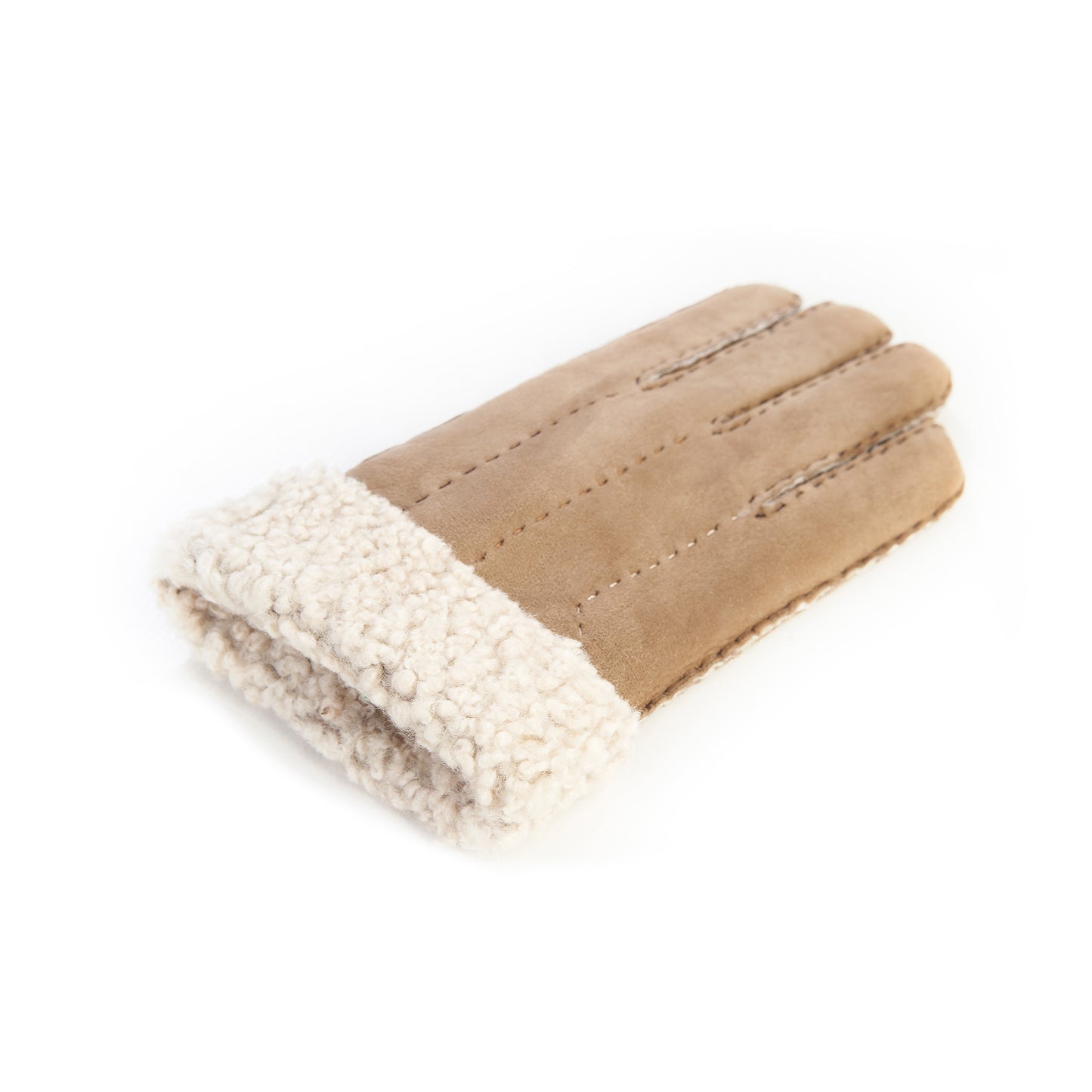 Women's lambskin gloves with hand stitched details on top color beige
