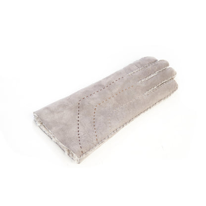 Women's lambskin gloves with hand stitched details on top color pearl grey