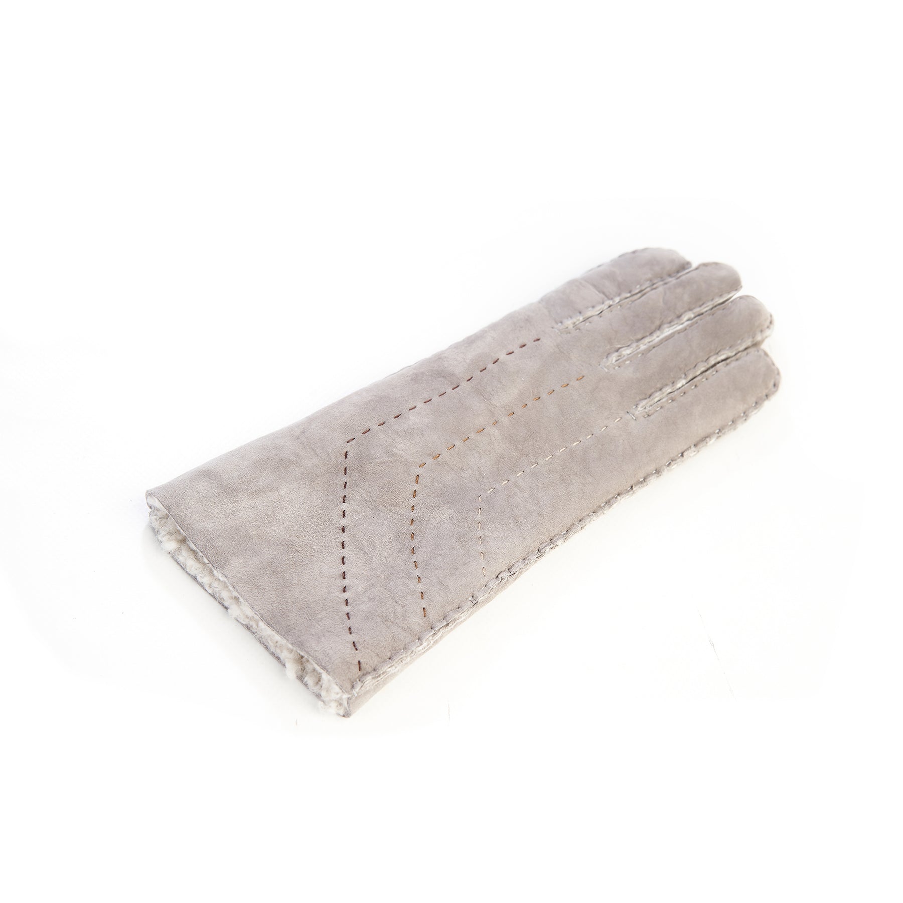Women's lambskin gloves with hand stitched details on top color pearl grey