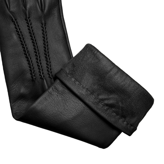 Women's pink nappa elegant gloves long to elbow and silk lined