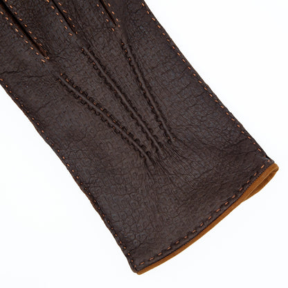 Men's cork peccary leather gloves cashmere lined
