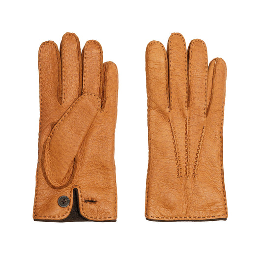 Men's cork peccary leather gloves cashmere lined