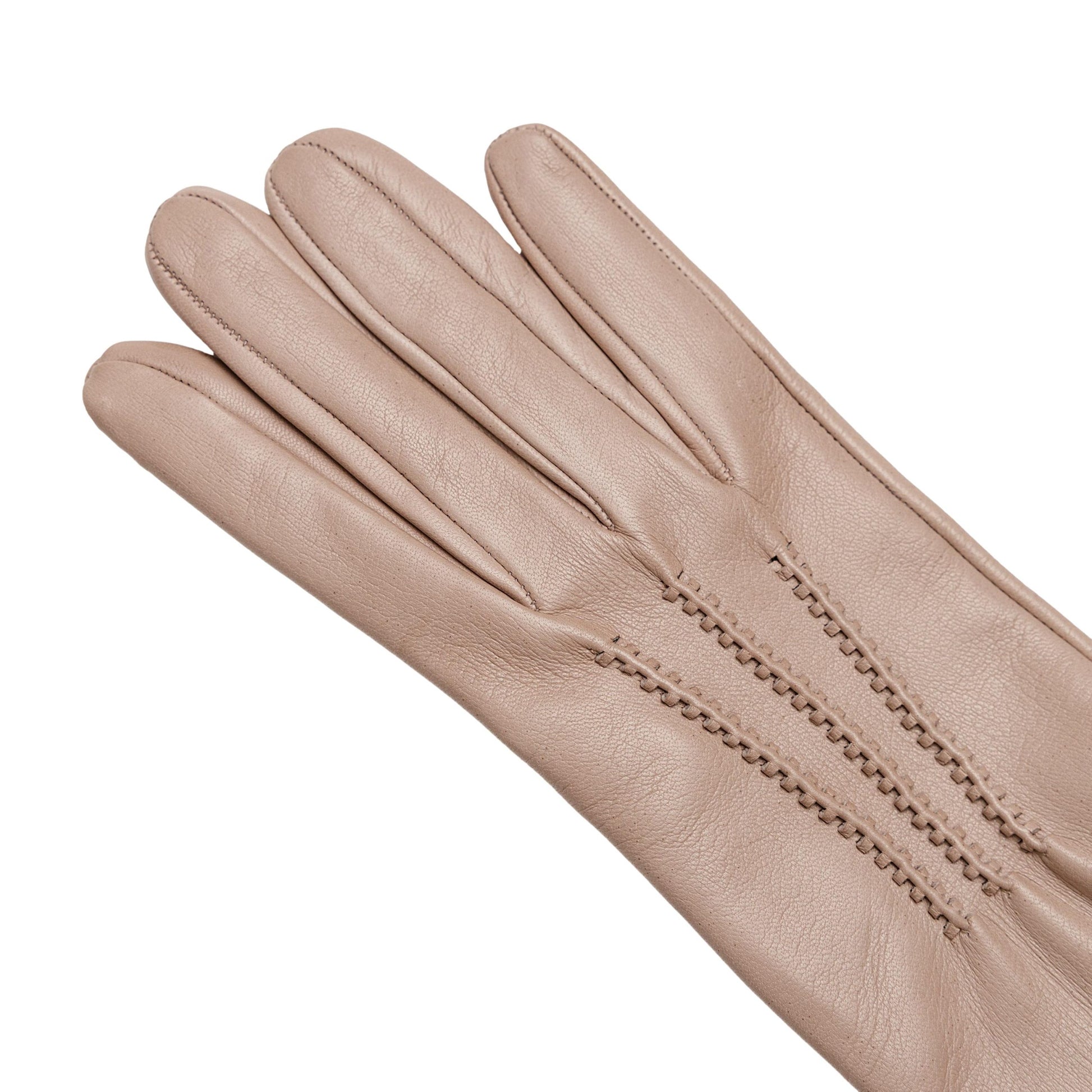 Women's pink nappa elegant gloves long to elbow and silk lined