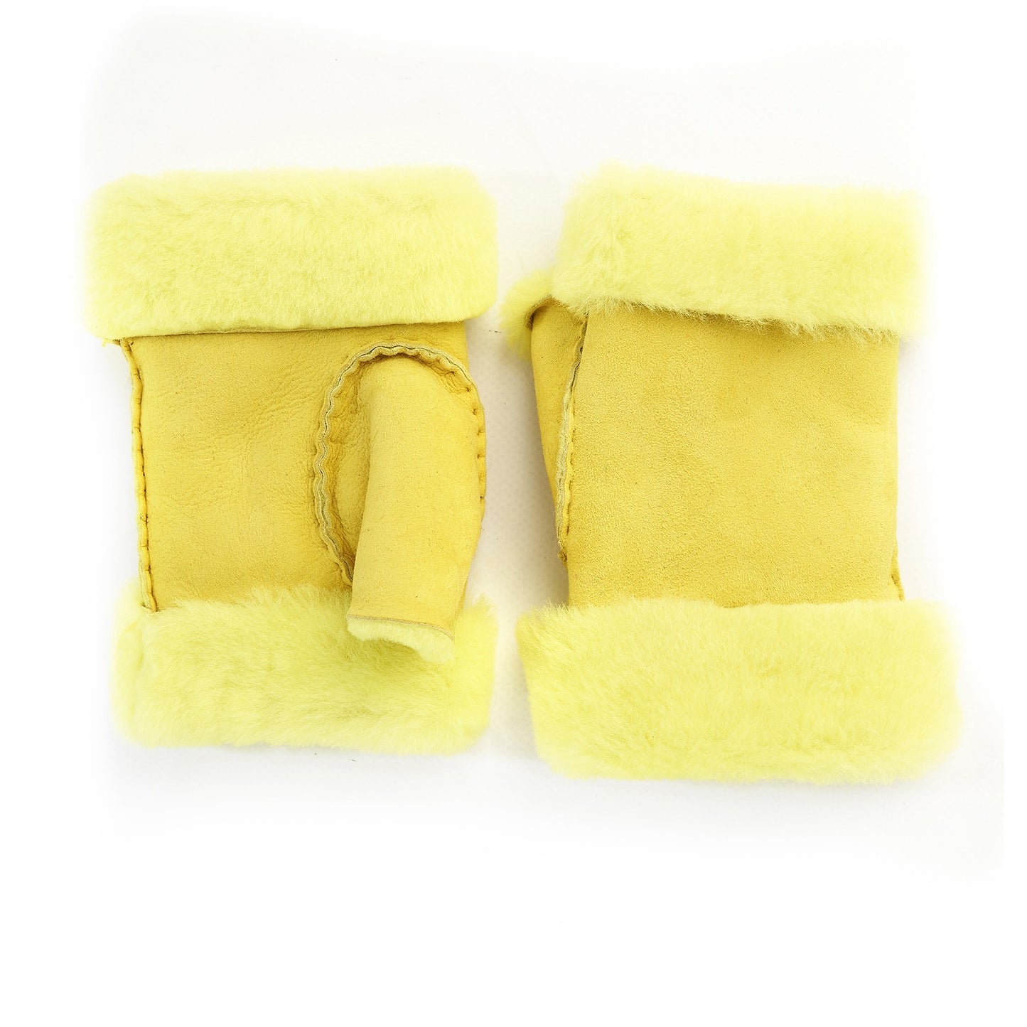 Women's lambskin fingerless in fluo yellow color