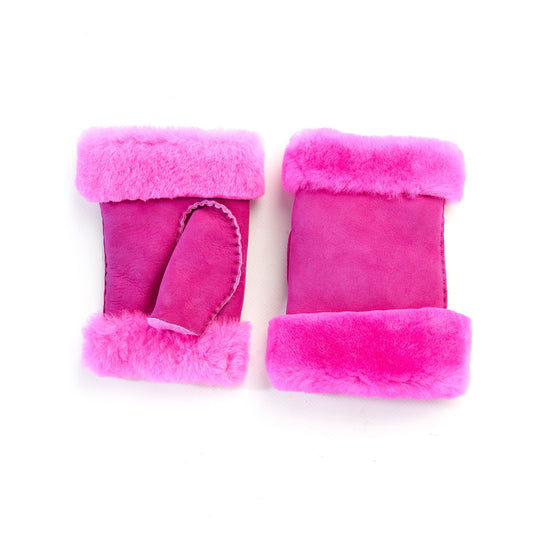 Women's lambskin fingerless in fluo pink color