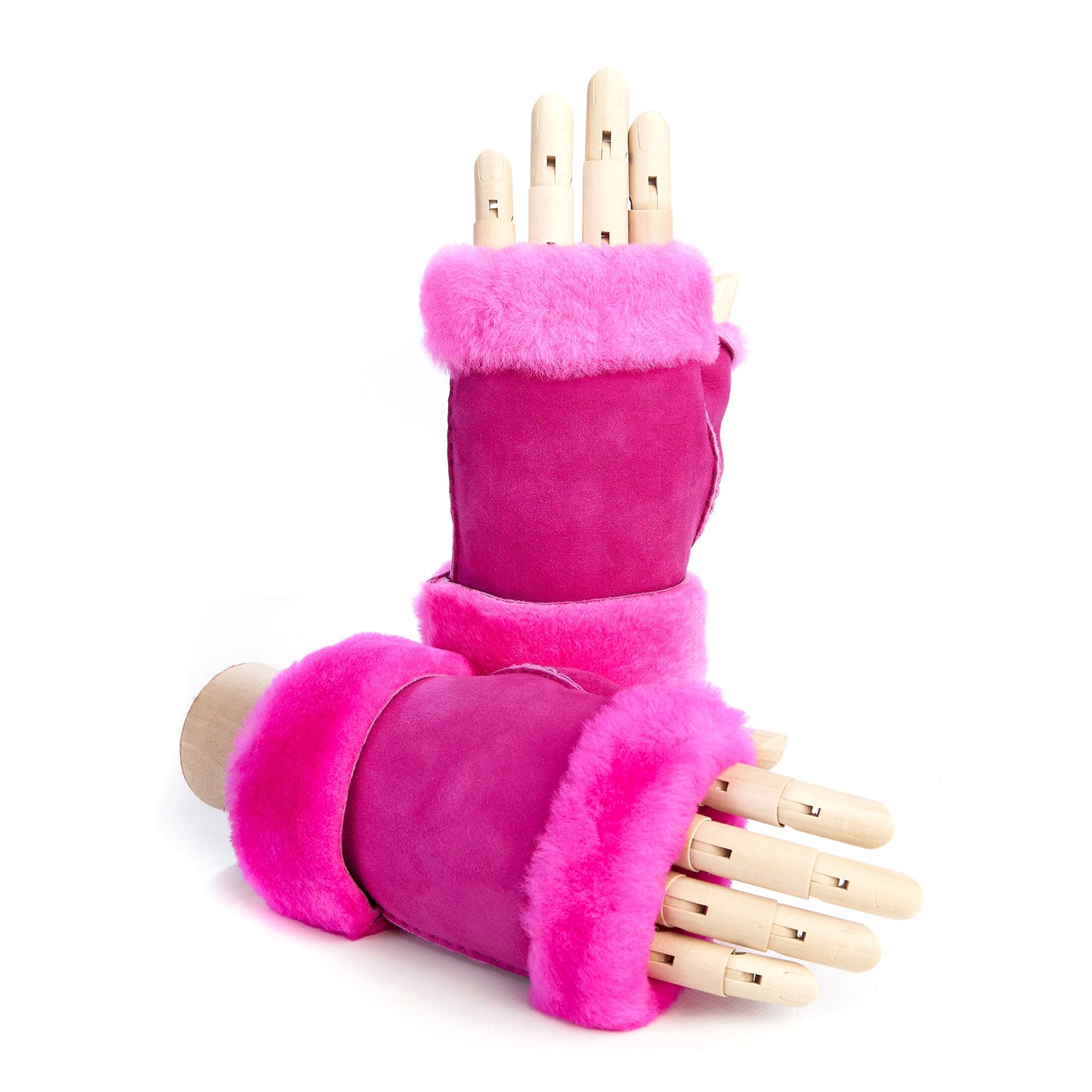 Women's lambskin fingerless in fluo pink color