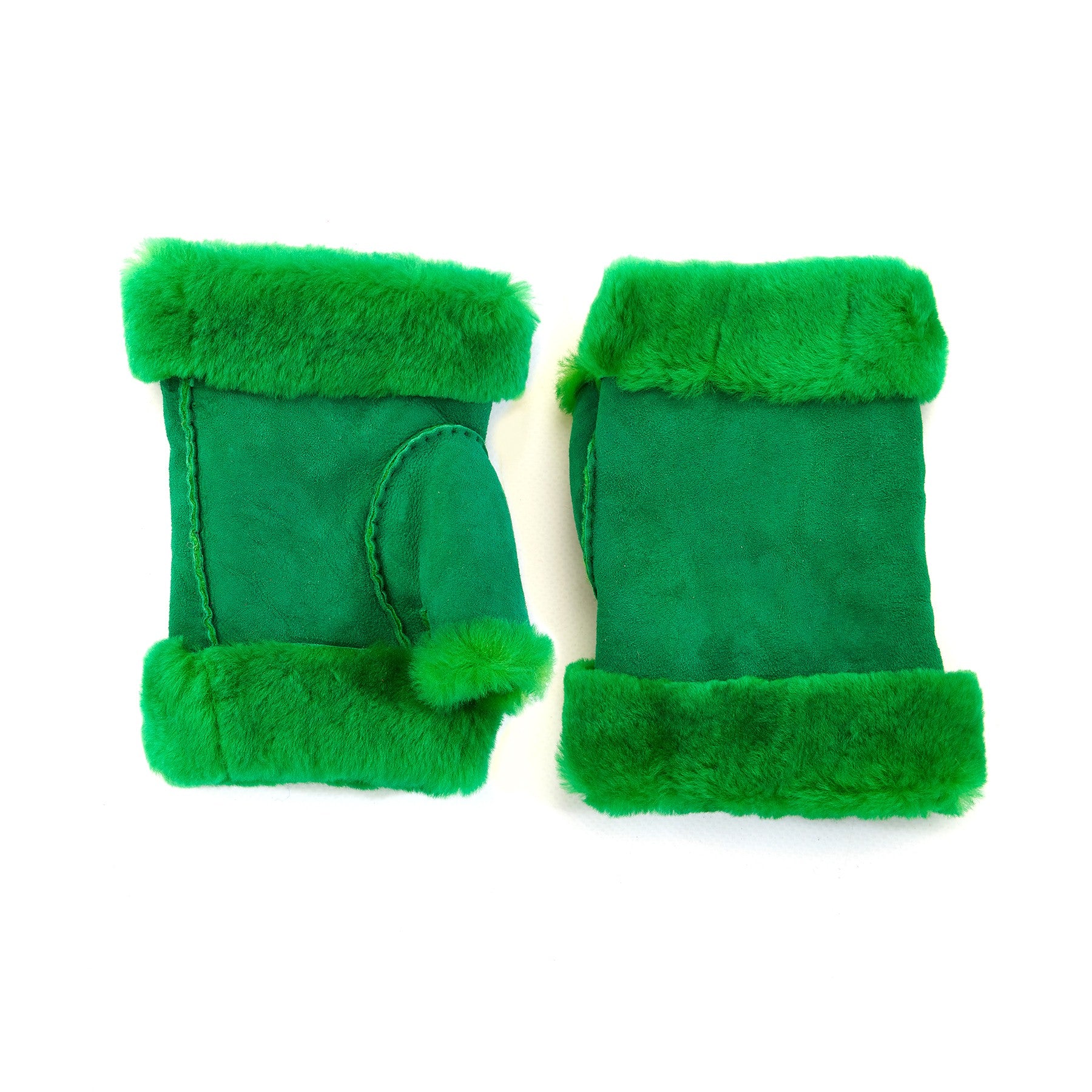 Women's lambskin fingerless in fluo green color