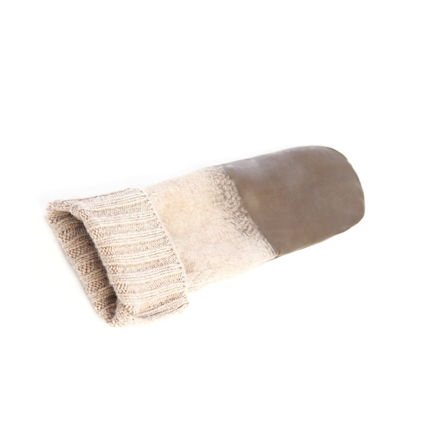 Women's mitten gloves in colour mud nappa leather with wool needle punch details