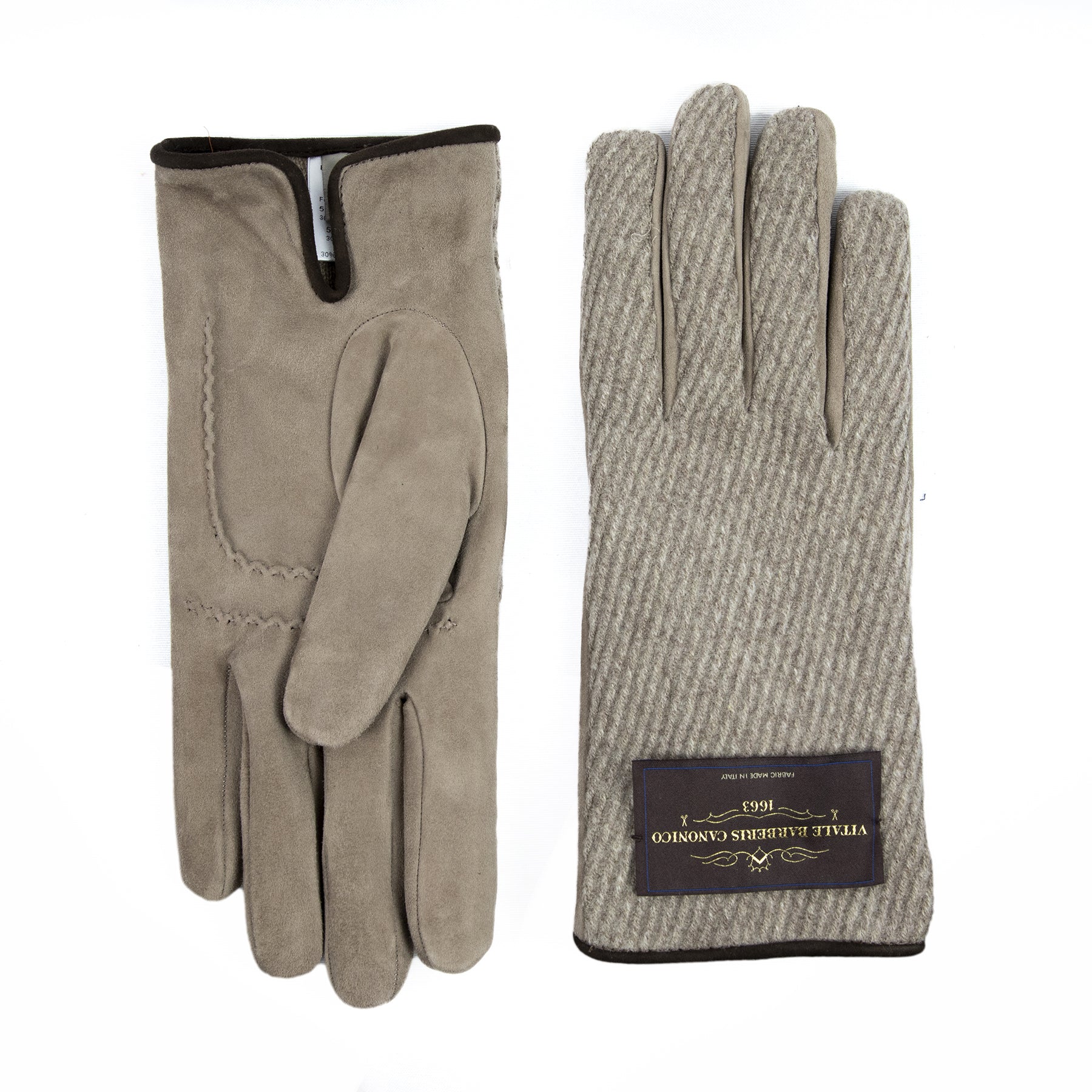 Men's suede leather gloves with Vitale Barberis Canonico wool top